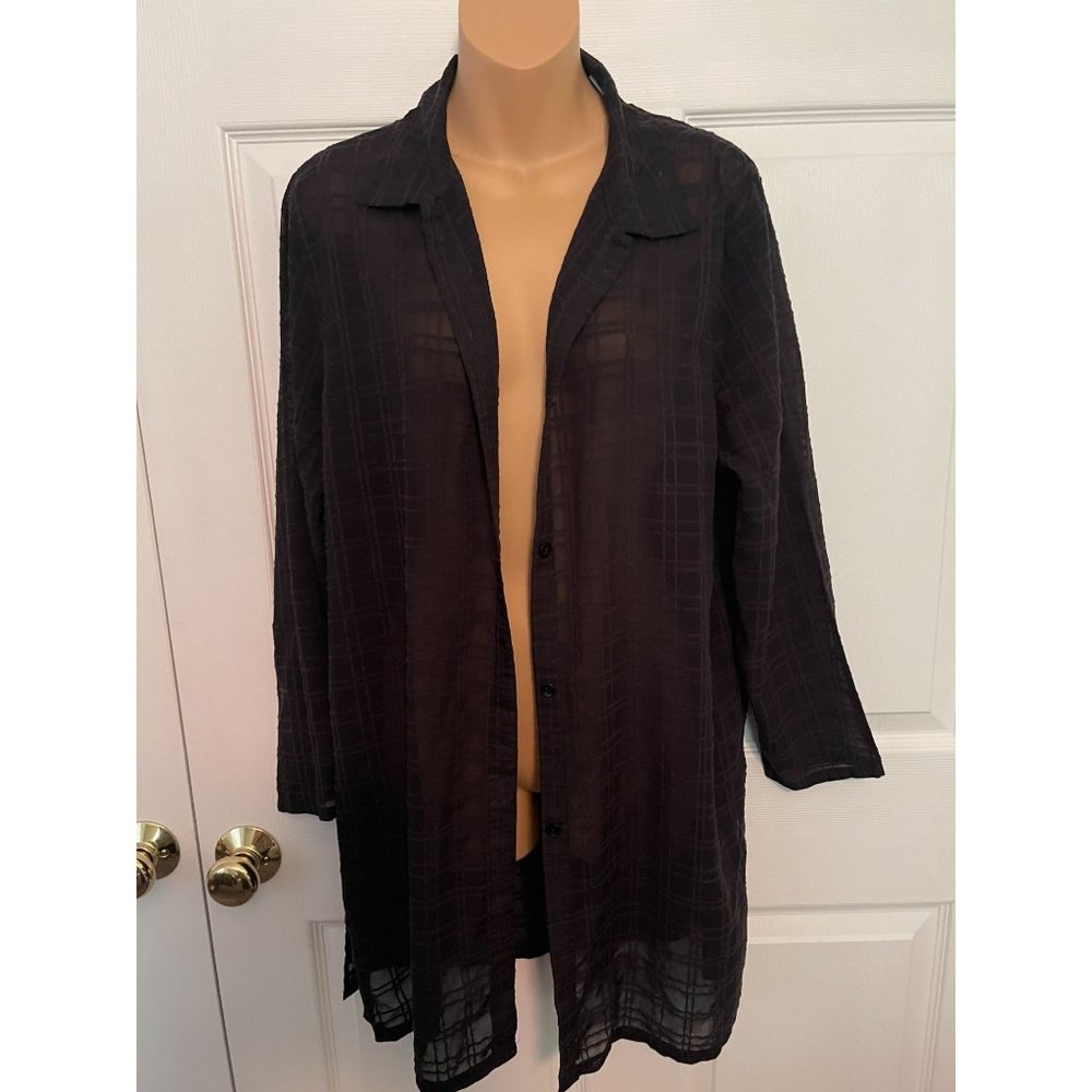 Sun Covers Swimsuit Coverup Button Up Black Size M